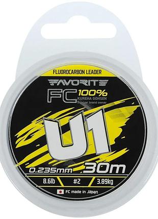 Флюорокарбон favorite u1 fc 30m #2.0/0.235mm 8.6lb/3.89kg