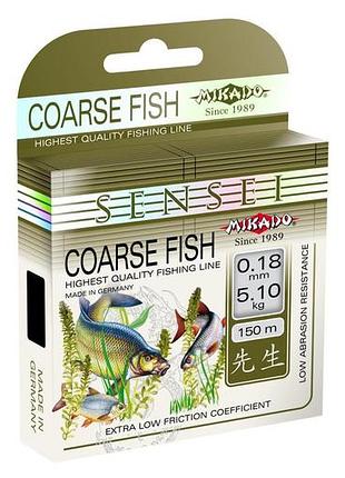 Леска mikado sensei coarse fish 150м 0,24мм 7,60кг (прозрачный)