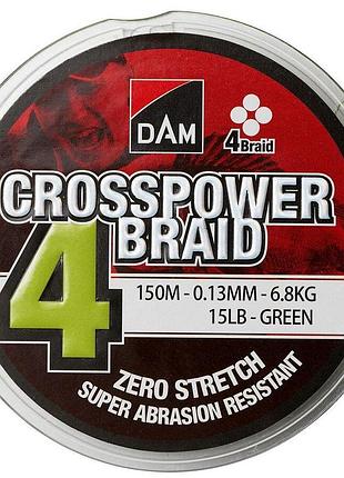 Шнур dam crosspower 4-braid 150м 0.13мм 6.8кг (зеленый)