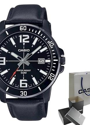 Мужские кварцевые наручные часы casio mtp-vd01bl-1b, браслет, минеральное стекло, wr 50