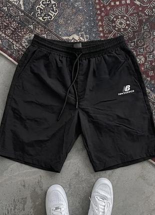 Мужские черные шорты new balance с плащевки , летние спортивные шорты нью беленс черные нейлоновые trekmr