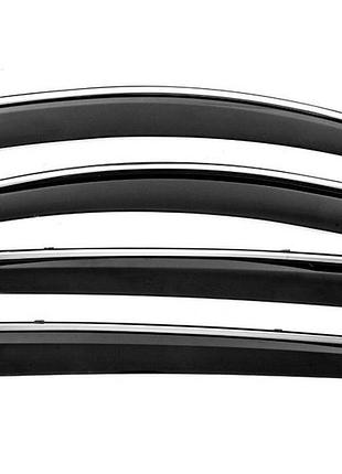 Ветровики с хромированным молдингом niken luxury (4 шт) для nissan qashqai 2007-2010 гг