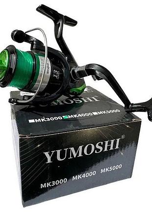 Катушка yumoshi mk3000 12+1 green пластиковая шпуля 5.5:1 с леской