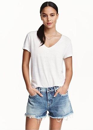 Біла базова футболка h&m жіноча бавовняна футболка з v вирізом