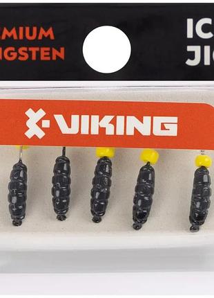 Мормышка вольфрамовая viking fishing shrimp+bead 0.95g 9mm black+y (5шт)