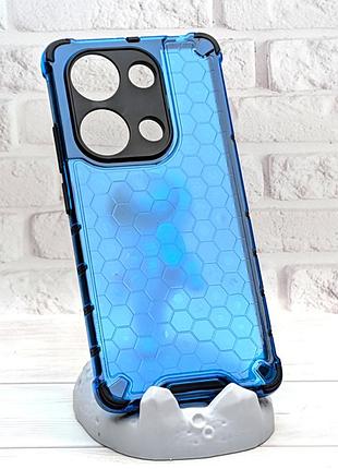 Чехол crystal hex case для телефона poco m6 pro бампер синий