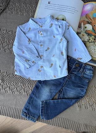 Нарядний комплект сорочка zara джинси на хлопчика 3-6 місяців