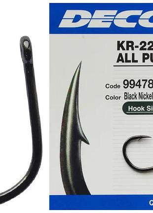 Крючок decoy kr-22 black nickeled 1/0, 10 шт/уп