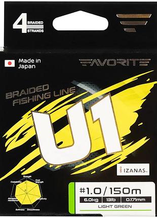 Шнур favorite u1 pe 4x 150м (light green) #0.4/0.108mm 5lb/2.4kg