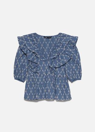 🧚🏻‍♀️прекрасная блузка zara с выбитым узором xl-xxl3 фото