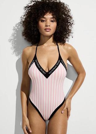 Суцільний купальник в фірмову смужку victoria’s secret оригінал розміри s,m