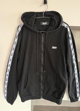 Худі zip hoodie dkny-на блискавці,чорна,з довгим рукавом та капюшоном,з бавовни,унісекс,l