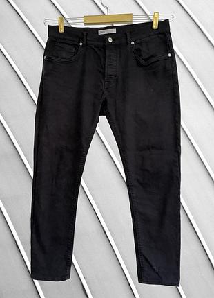 Мужские черные джинсы zara w36 l30 xl 2xl оригинал прямые джинсы зара regular straight средняя посадка на пуговицах плотные состояния идеал 52 54 размер