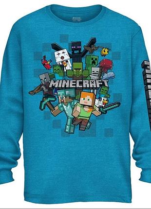 Хлопчача футболка minecraft синього кольору з довгими рукавами mojang розміру м 8