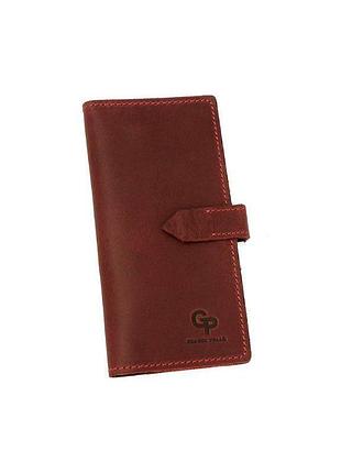 Портмоне вертикальное с хлястиком grande pelle italy 523161, бордо nai