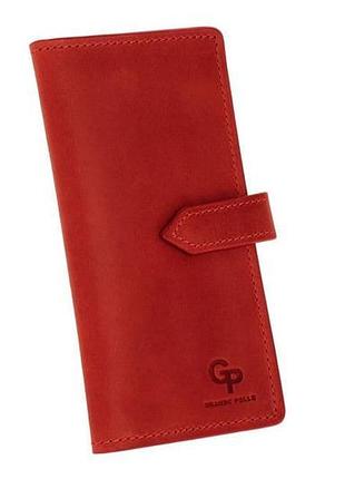 Портмоне женское с хлястиком красное grande pelle 523160 nai