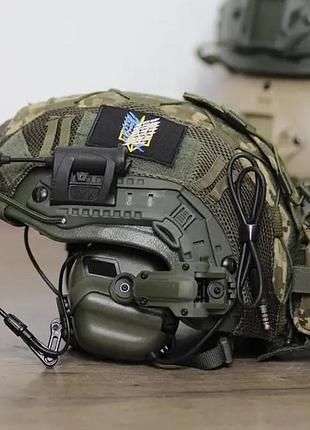 Армейский комплект шлем fast с кавером, наушники earmor м32, крепеж чебурашка, противовес