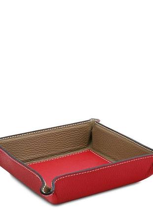 Кожаный лоток для бумаг и вещей офисный tuscany tl142159 (lipstick red) nai