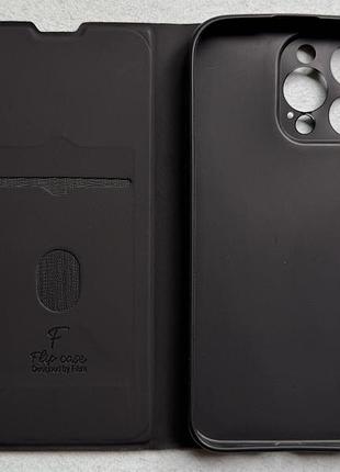 Apple iphone 15 pro max чехол-книжка "fibra" чёрный высококачественная искусственная кожа слоты для карт
