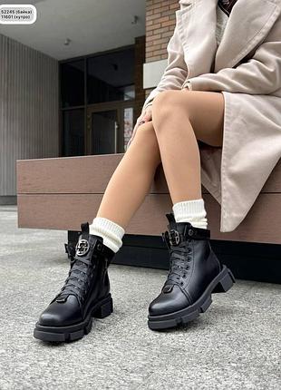 Черевики демі luxe чорна гладка шкіра. 37