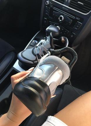 Шикарные кроссовки sneakers black silver3 фото