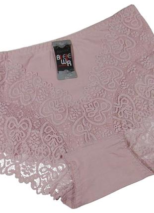 Трусы хлопковые с кружевом 6xl пудровые biweier 3029