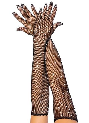 Длинные перчатки leg avenue rhinestone opera черный универсальный (so9096)