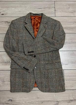Мужской твидовый шерстяной пиджак блейзер жакет в клетку елка dolzer harris tweed размер л-хл