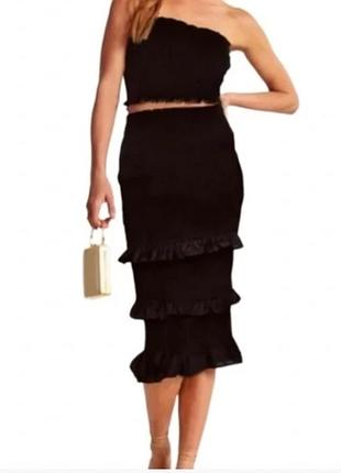 Спідниця-міді abercrombie & fitch smocked high-waist tiered ruffle