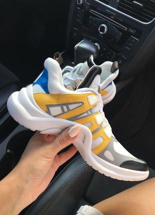 Шикарные женские кроссовки sneakers white yellow