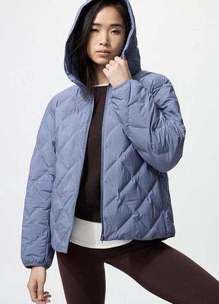 Куртка uniqlo з капюшоном блакитна puffertech parka