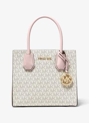 Сумка michael kors ванiльна mercer medium logo and leather accordion crossbody bag