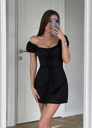 Чорна міні сукня зі шнуровкою нова