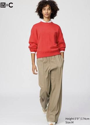 Брюки uniqlo бежеві easy wide trousers
