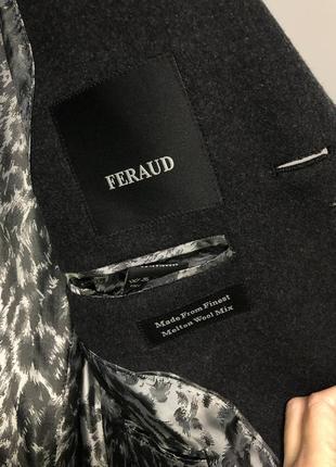 Feraud шерстяное классическое пальто графит длинное прямой крой6 фото