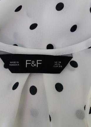 Блуза топ майка белая в черный горох от британского бренда  f&f6 фото
