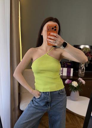 Салатова маєчка в рубчик zara