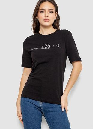 Футболка жіноча з принтом, колір чорний, розміри s, m, l, xl, xxl fa_011645