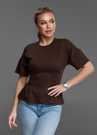 Футболка для жінок колір темно-коричневий розмір 3xl fi_014480
