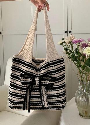 Вʼязана сумочка з бантиком 🛍️1+1=3🛍️