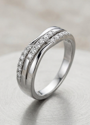 Каблучка срібна з фіанітами 💍