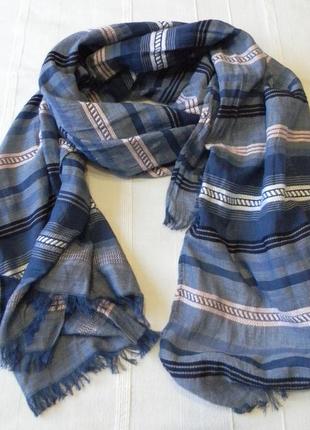 Полосатый большой  палантин/ шарф от тсм коттон 200х80