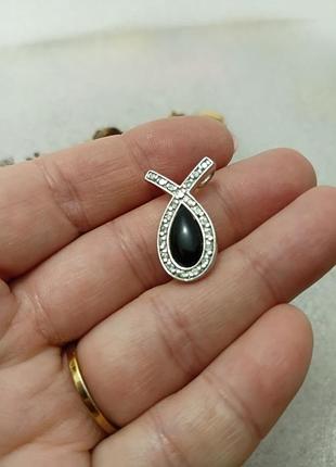 Кулон, винтаж, камень стекло?, посеребрение, маркировка не разборчиво