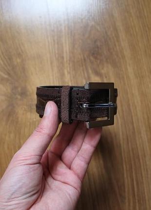 Шкіряний замшевий шкіряний ремінь коричневий genuine leather, розмір m