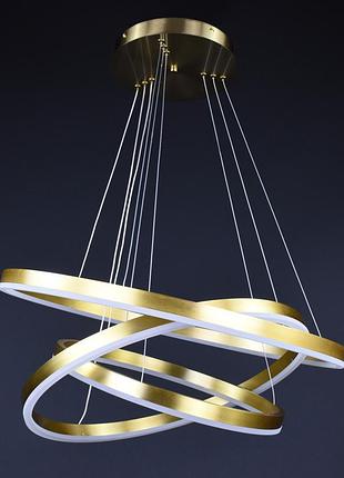 Люстра світлодіодна підвісна led світильник для квартири на стелю лед 28054 золото 25-180х60х60 см.