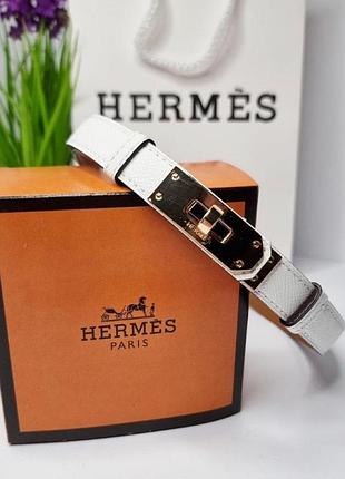 Ремень женский брендовый кожа hermes kelly белый тонкий пояс для платья и брюк минимализм тренд эрмес келли в коробочке
