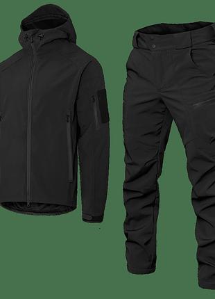Военный штормовой ветро-влагозащитный костюм softshell gen.ii (черный) s