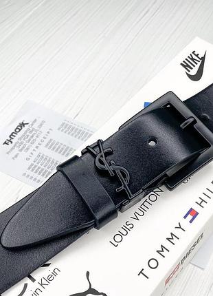Женский кожаный ремень yves saint laurent красивый черный пояс на талию ysl с металлической пряжкой сен лоран