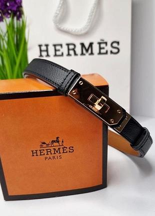 Ремень женский брендовый кожа hermes kelly черный тонкий пояс для платья и брюк минимализм тренд эрмес келли в коробочке