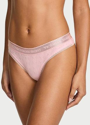 Женские трусики victoria's secret (285167786281) logo heart pointelle thong xs розовые